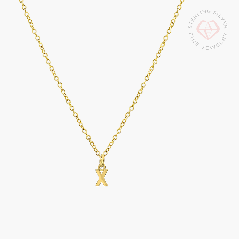 Mini Initial Necklace- Gold Vermeil & Sterling Silver