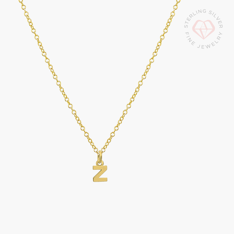 Mini Initial Necklace- Gold Vermeil & Sterling Silver