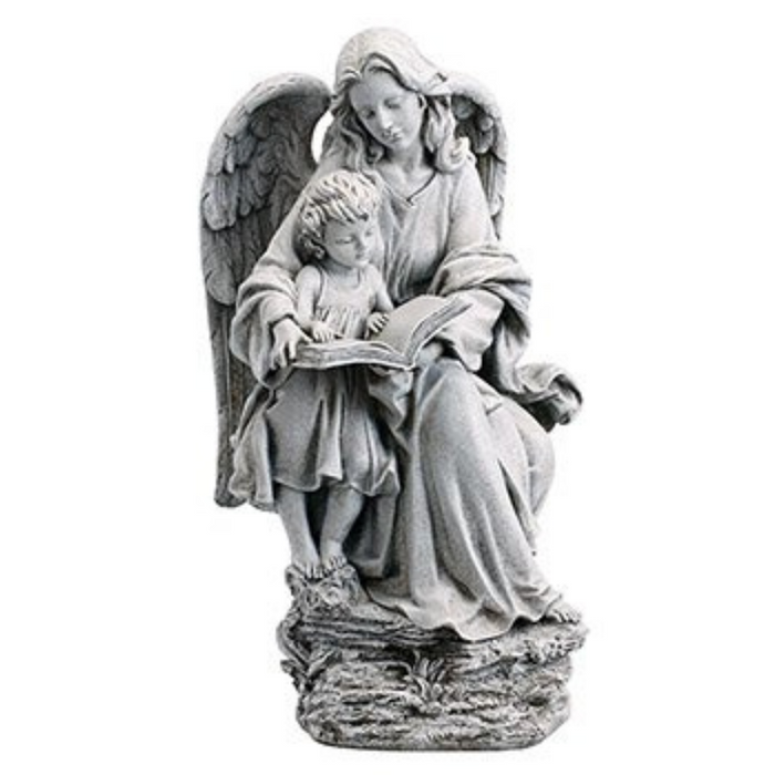 19" Guardian Angel With a Child Garden Statue