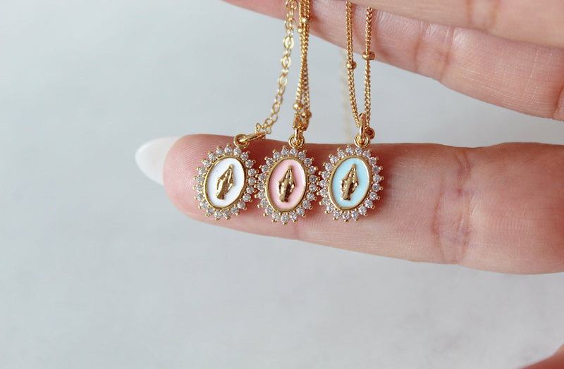 Mother Mary Necklace in White