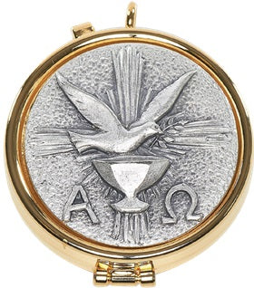 2023G Alpha & Omega Gold-Plated Pyx – High-Polish Interior, 7-Host Capacity