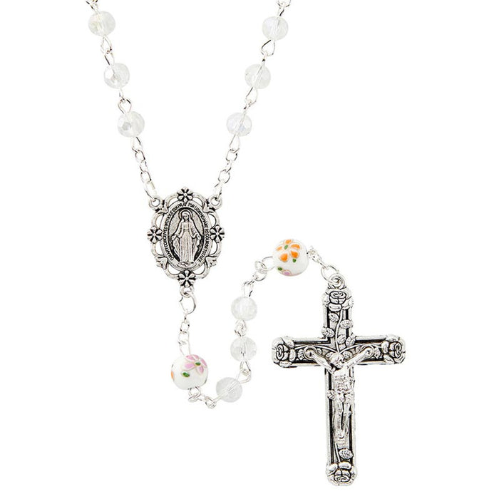 20" Miraculous Ceramic Flower Rosary