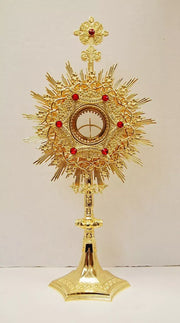 European Crown of Thorns Monstrance and Glass Enclosed Luna with Gems