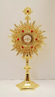 European Crown of Thorns Monstrance and Glass Enclosed Luna with Gems