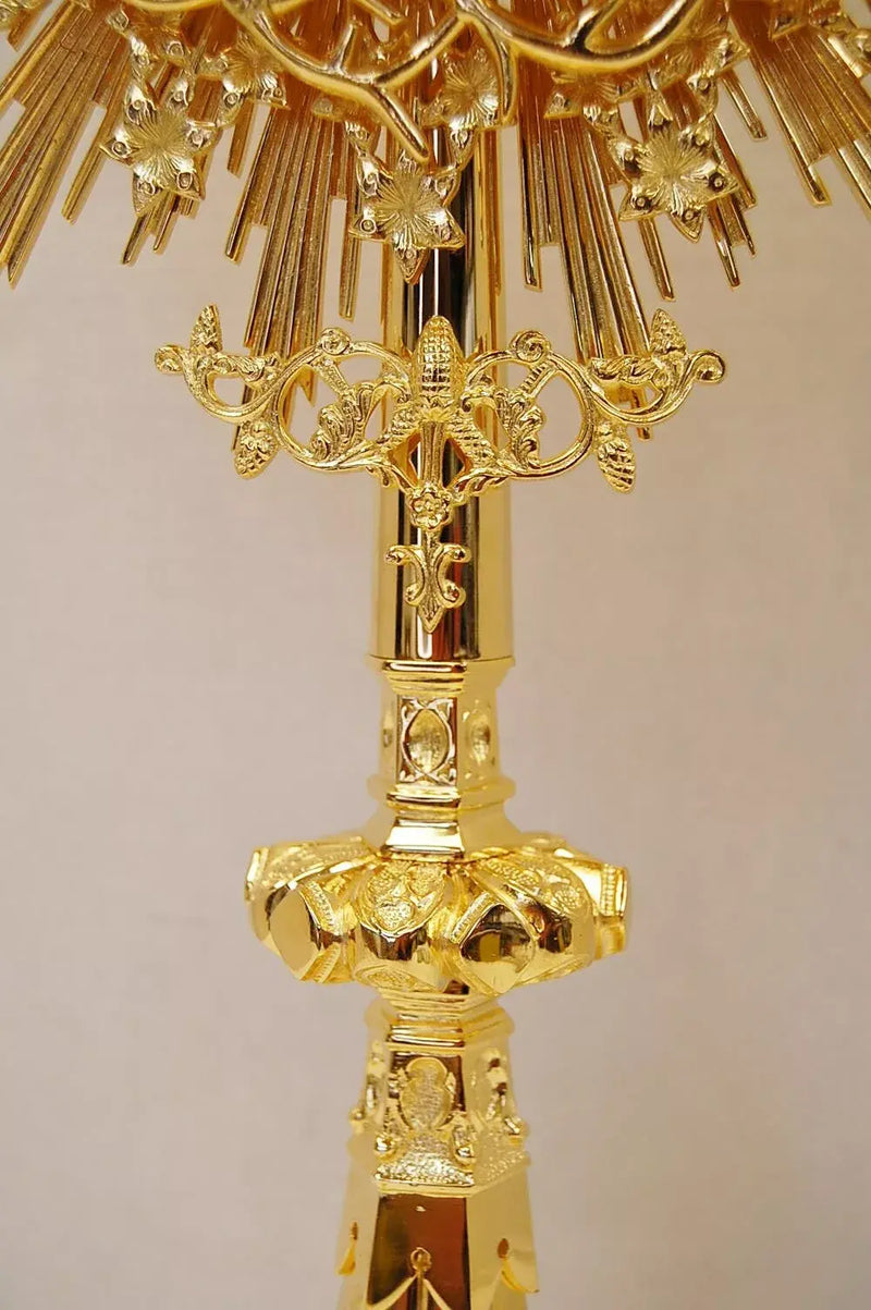 European Crown of Thorns Monstrance and Glass Enclosed Luna with Gems