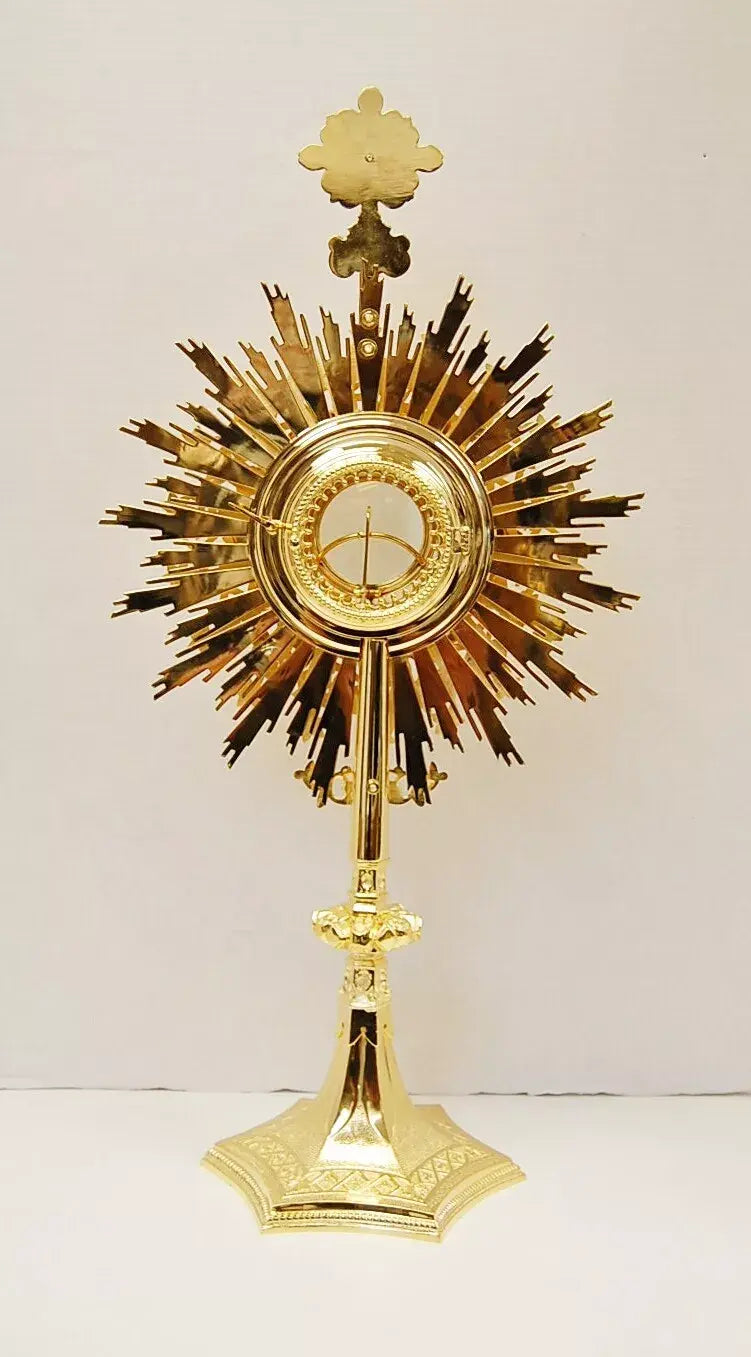 European Crown of Thorns Monstrance and Glass Enclosed Luna with Gems