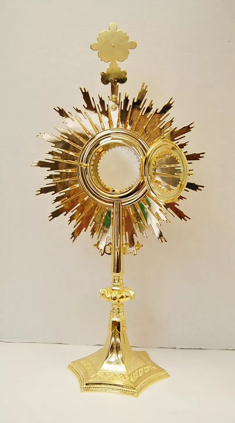 European Crown of Thorns Monstrance and Glass Enclosed Luna with Gems