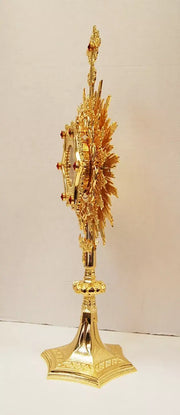 European Crown of Thorns Monstrance and Glass Enclosed Luna with Gems