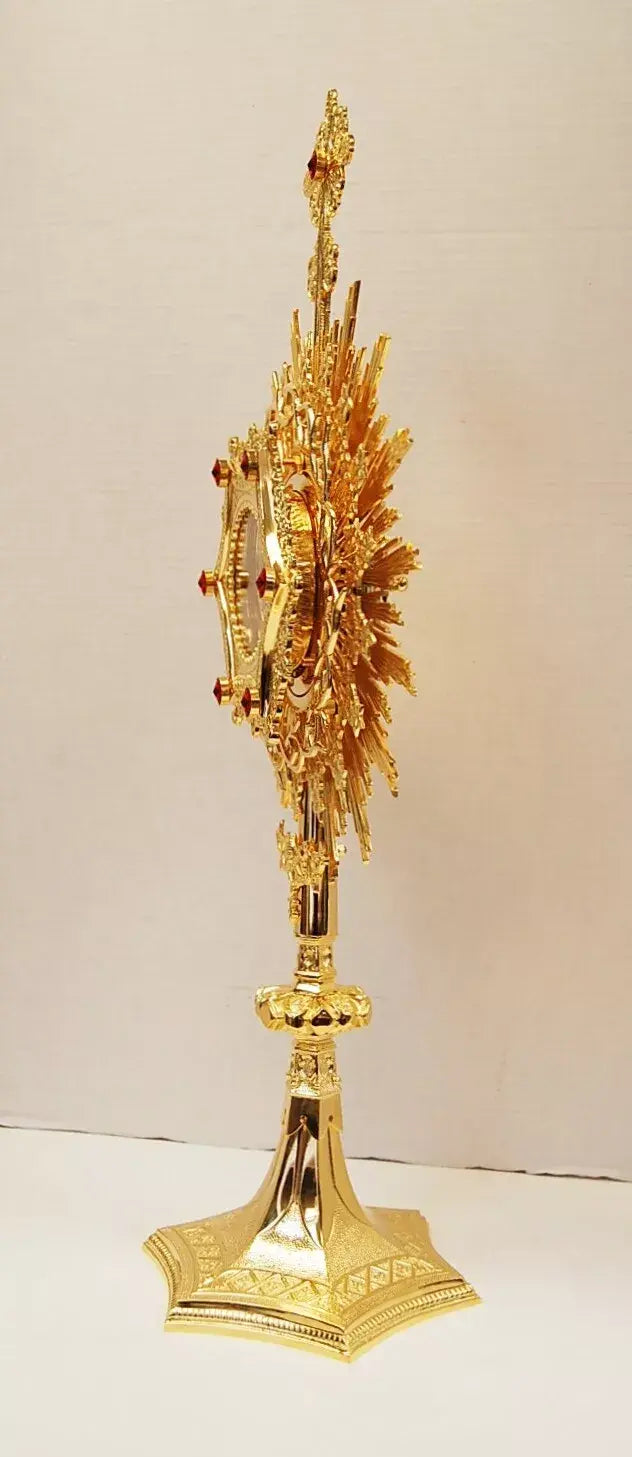 European Crown of Thorns Monstrance and Glass Enclosed Luna with Gems