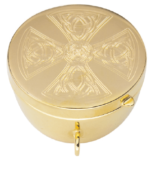 Gold-Plated Celtic Engraved Pyx for 16 Hosts