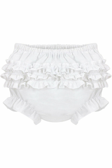 Baby Girls Ruffle Diaper Covers - White Bloomers