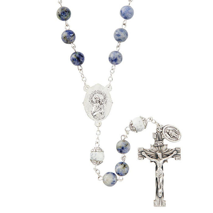 23" Sacred Heart Blue Rosary Living Stone Collection