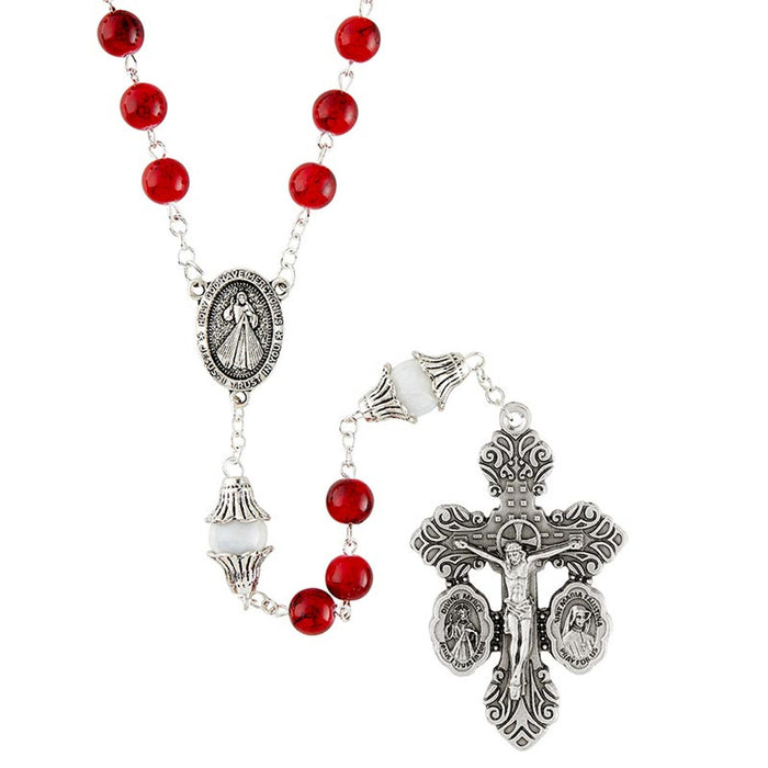 23" Divine Mercy and St. Faustina Dual Medal Crucifix Rosary