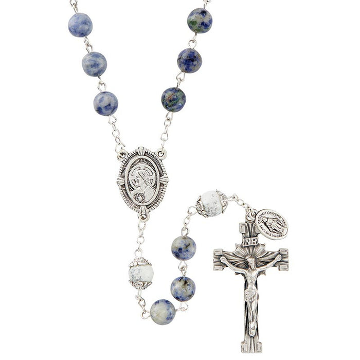 23" Sacred Heart Blue Rosary Living Stone Collection