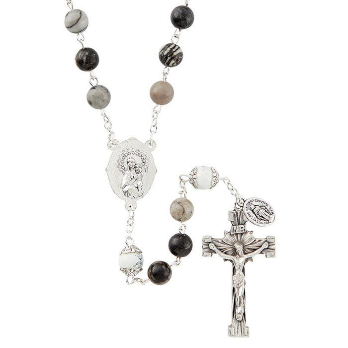 23" Sacred Heart Jet Rosary Living Stone Collection