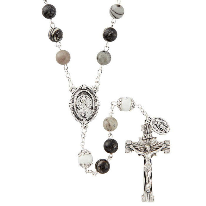 23" Sacred Heart Jet Rosary Living Stone Collection