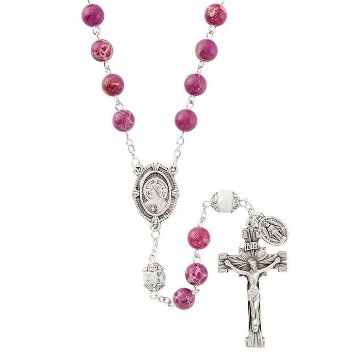 23" Sacred Heart  Magenta Rosary Living Stone Collection