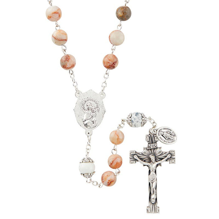 23" Sacred Heart Orange Rosary Living Stone Collection