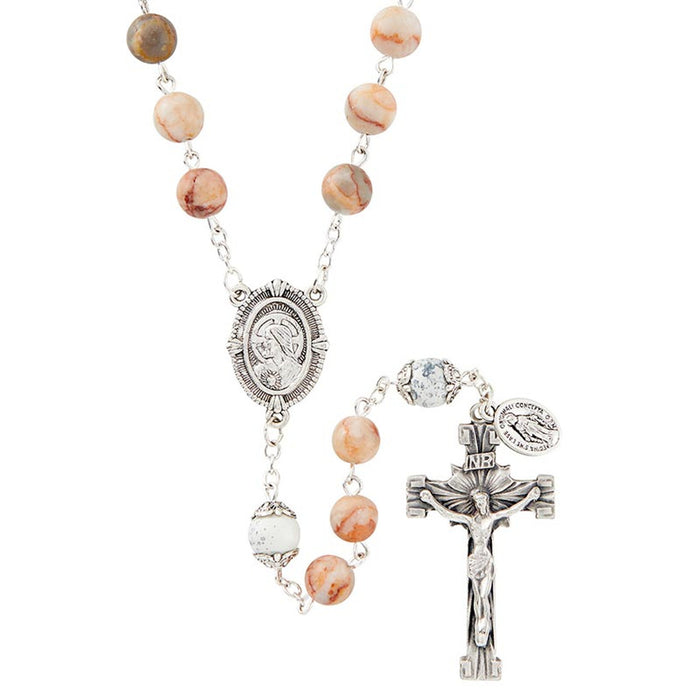 23" Sacred Heart Orange Rosary Living Stone Collection