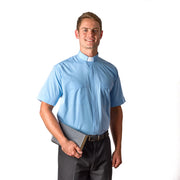 2400 Sky Blue Short Sleeve Tab Clergy Shirt– Classic Fit, Ultra Comfort, & Easy Care