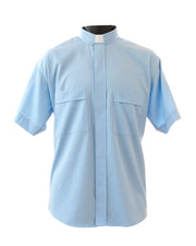 2400 Sky Blue Short Sleeve Tab Clergy Shirt– Classic Fit, Ultra Comfort, & Easy Care