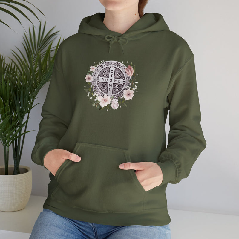 Benedictine Floral Hooded Sweatshirt – Cozy and Stylish
