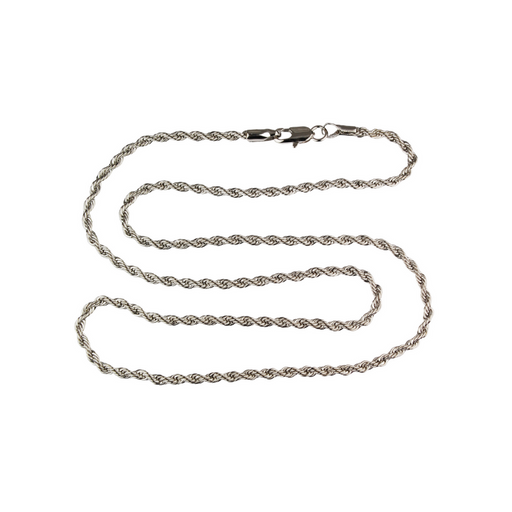 24" French Rope Rhodium Plated Chain