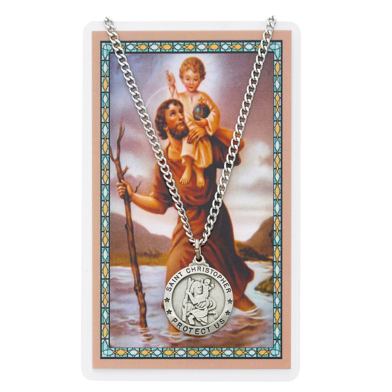 24" St. Christopher Chain Medal and Prayer Card Set