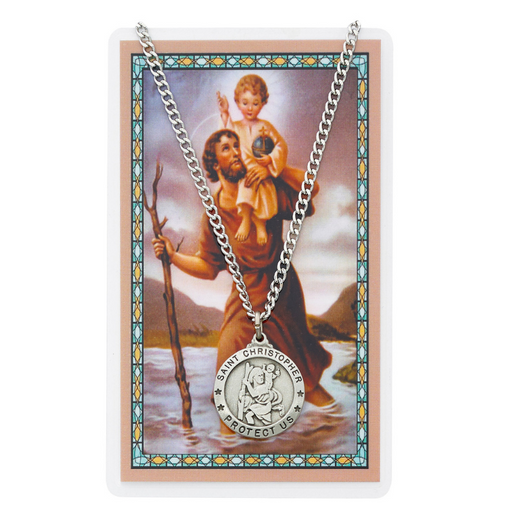 24" St. Christopher Chain Medal and Prayer Card Set