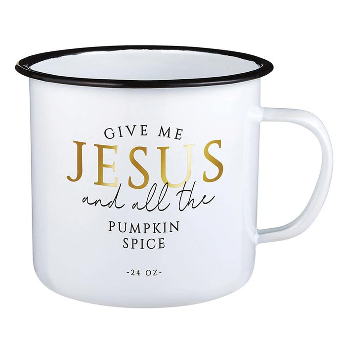 24oz Enamel “Give Me Jesus & Pumpkin Spice” Mug