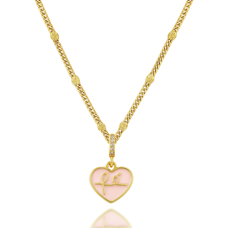 'Corazon de Fé' Pink Heart Necklace