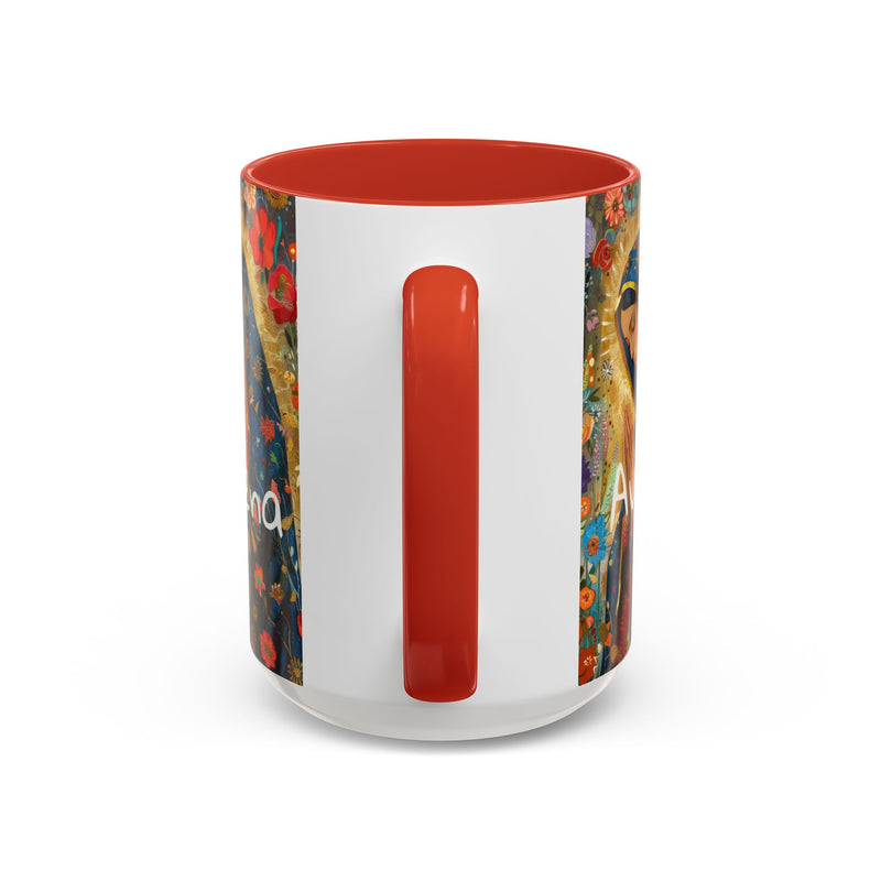 Our Lady Accent Coffee Mug – Ave Maria Gratia Plena Prayer Design (11/15oz)