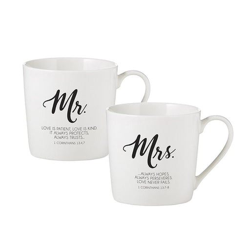 2 Pieces 14oz Porcelain Mr and Mrs Cafe Mug Set