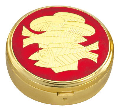 Large Gold-Plated Pyx for 45 Hosts with Satin Interior