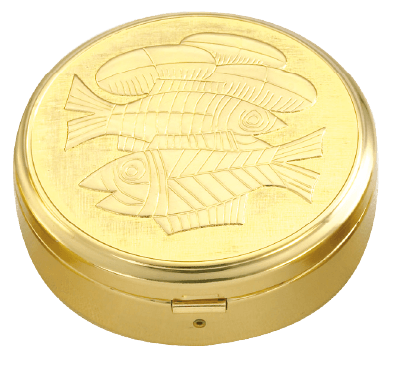 Large Gold-Plated Pyx for 45 Hosts with Satin Interior, 3254G