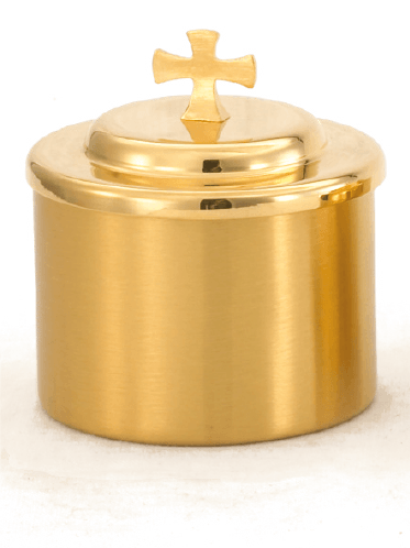 24K Satin Gold Host Box with Cross for Ministry