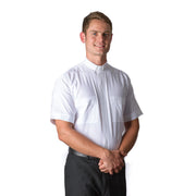 Omega 3400 White Short Sleeve Tab Clergy Shirt – Classic Fit, Ultra Comfort, & Easy Care