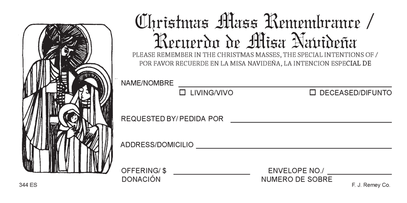 #344 - Christmas Mass Remembrance Envelopes | Full Color Catholic Church Envelopes
