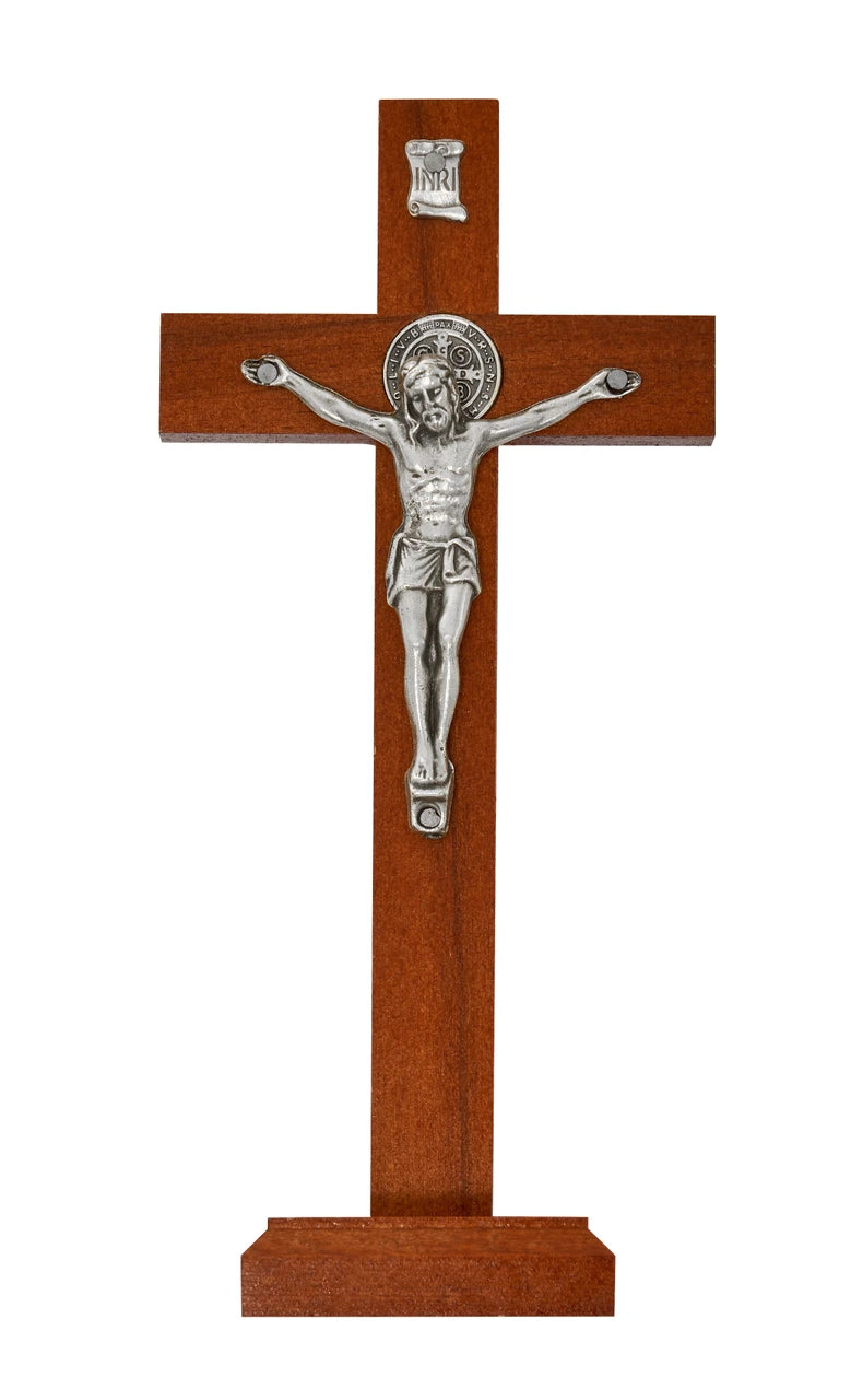 7" Brown Standing St. Benedict Crucifix, Bagged – Made in Italy (35-32)
