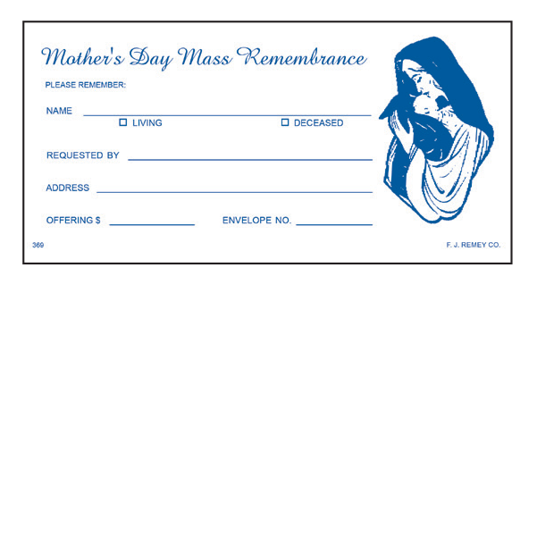 #369 - Mother's Day Remembrance Envelopes | Catholic Church Envelopes