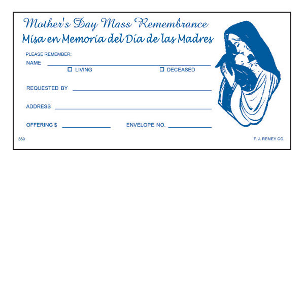 #369 - Mother's Day Remembrance Envelopes | Catholic Church Envelopes