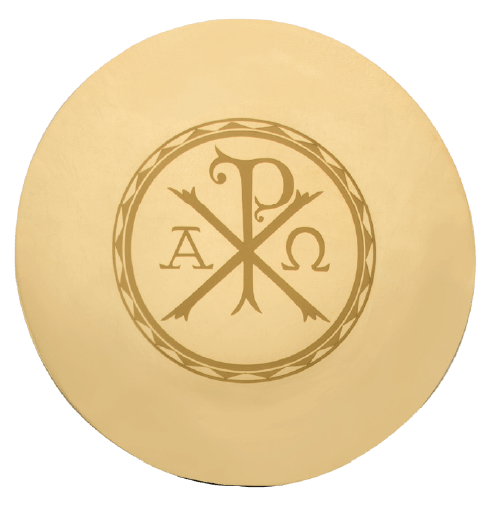 7-Inch Engraved Chi-Rho Scale Paten, Gold Finish