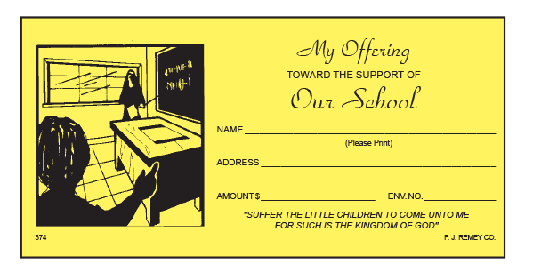 #374 - School Offering Envelopes | Catholic Church Stock Envelopes