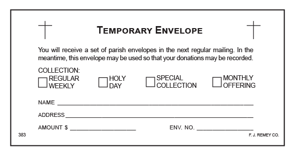 #383 - Temporary Offering Envelopes | Catholic Church Stock Envelopes