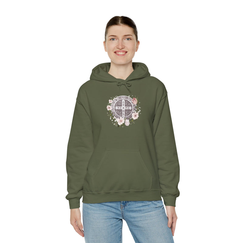 Benedictine Floral Hooded Sweatshirt – Cozy and Stylish