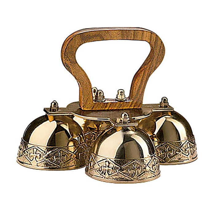 4-Bell Brass Altar Bells4-Bell Brass Altar Bells with Embossed Cross Design