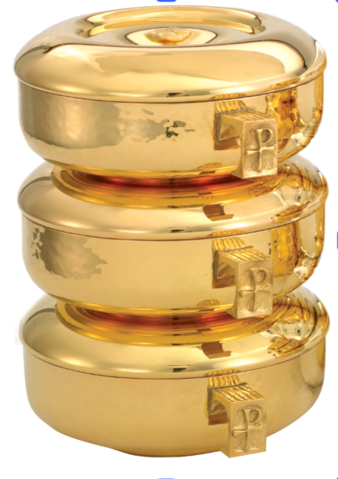 24K Gold Hammered Stacking Ciboria Set, 825 Hosts