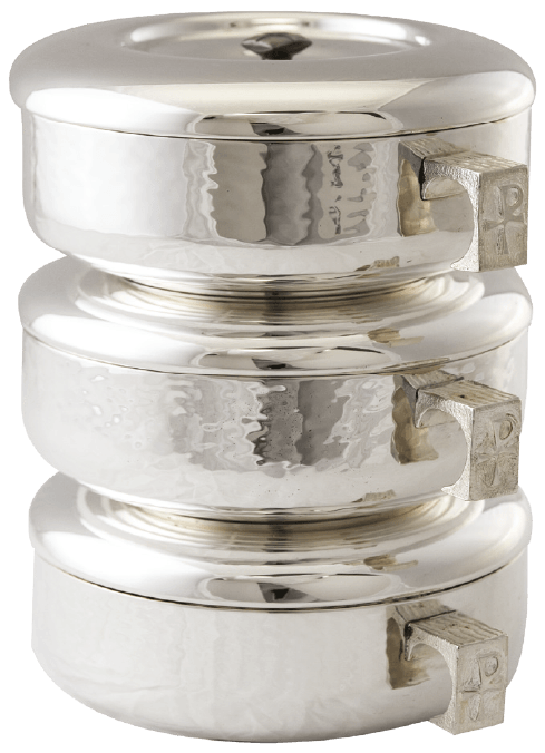 Silver-Plated Hammered Stacking Ciboria Set, 825 Hosts