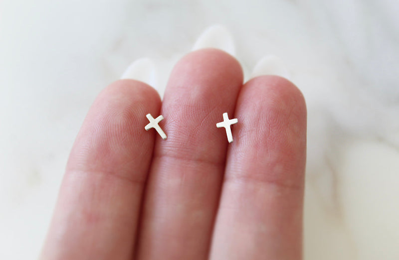 Cross Studs in Sterling Silver