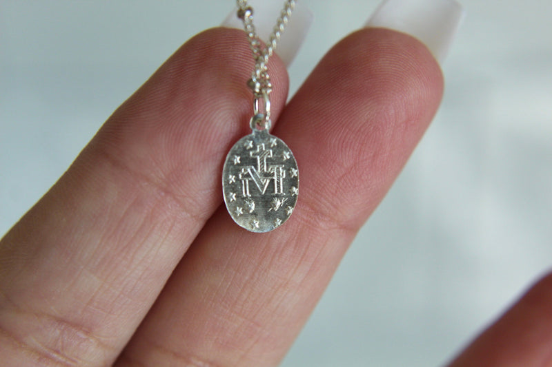 Dainty Miraculous Medal Necklace in Silver